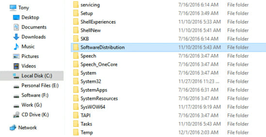 software distribution folder 