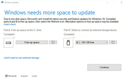 low disk space