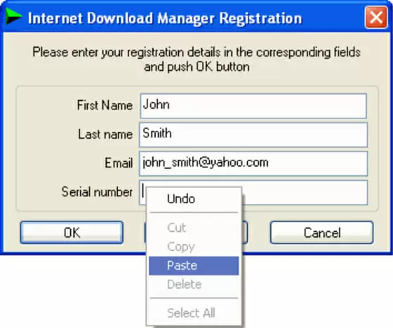 entering key to internet download