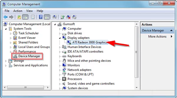 device manager - find Display Adaptors