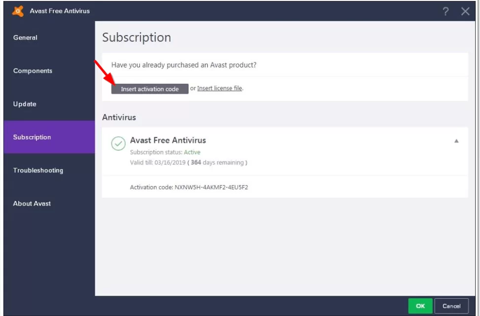avast activation code