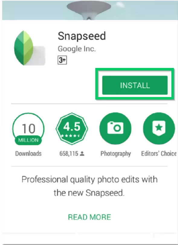 search snapseed on Google Play Store